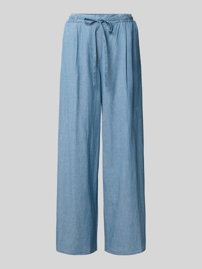 Produktfoto, Wide Fit Hose mit Bundfalten in Denim-Optik von Stefanel aus Reine Baumwolle mit Elastischer Bund und Tunnelzug, hellblaue Textur.