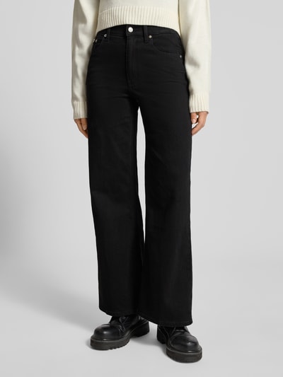 Calvin Klein Jeans Wide leg jeans met logopatch, model 'True' Zwart - 4