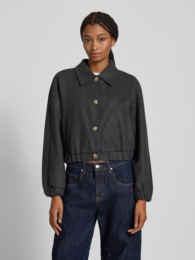 Only Bluzon krótki z raglanowymi rękawami model ‘NANCY LIFE’ Antracytowy melanż 4