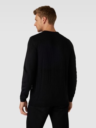 Montego Men Strickpullover mit Motiv-Stitching Black 5