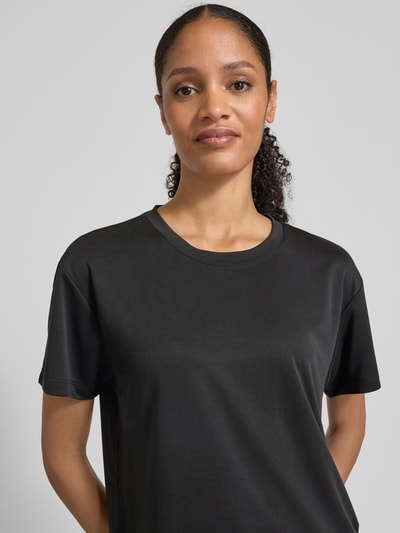 Jake*s Casual T-shirt met geribde ronde hals Zwart - 3