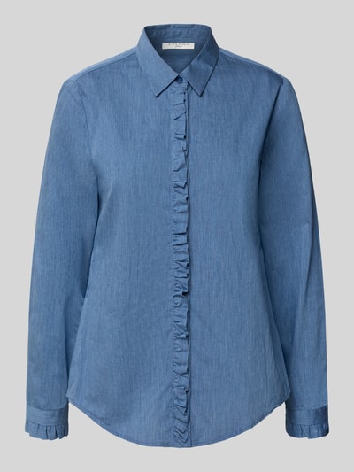 ETERNA Relaxed Fit Hemdbluse mit Rüschenbesatz Marine 2