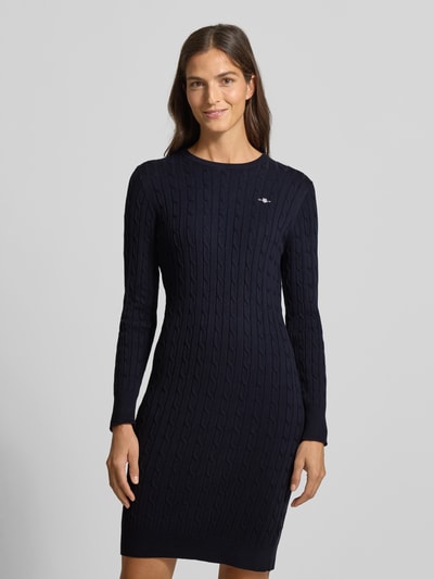 Gant Sukienka o długości do kolan ze ściegiem warkoczowym Granatowy 4