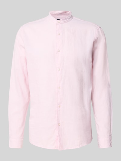 Produktfoto, Regular Fit Freizeithemd aus Leinen-Baumwoll-Mix von MCNEAL in zartem Rosa mit Stehkragen, Knopfleiste, glatte Textur.