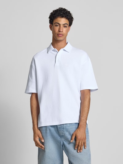 Pegador Koszulka polo o pudełkowym kroju z fakturowanym wzorem model ‘Signar’ Biały 4
