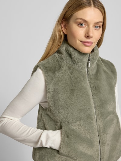 monari Bodywarmer van imitatiebont met steekzakken Groen - 3