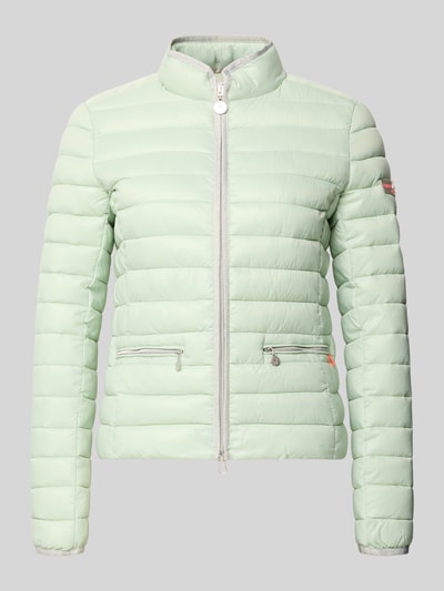 Produktfoto, hellgrüne Steppjacke mit Reißverschlusstaschen Modell 'SISTER JUDY' von Frieda & Freddies, Slim Fit, Stehkragen, glatte Textur