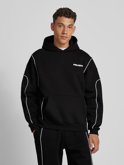 REVIEW Hoodie mit Label-Print Black 4