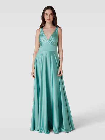 Luxuar Abendkleid mit V-Ausschnitt Mint 4