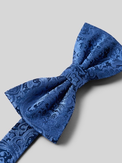 Produktfoto, Seidenfliege mit Paisley-Muster Modell 'Flavio' von MONTI, Optik: Unifarben, Passform: Klassisch, Material: Reine Seide, blaue Farbe