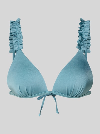 Produktfoto, Bikini-Oberteil mit Rüschenbesatz Modell 'Liora' von LASCANA aus Elastischer-Material-Mix in Hellblau, Rüschenbesatz, verstellbare Träger.