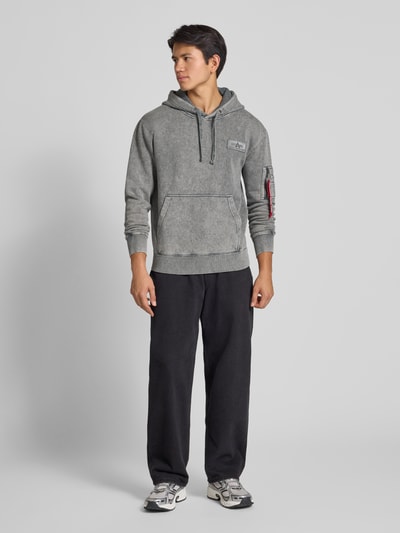 Alpha Industries Hoodie met ritszak op de mouw Lichtblauw - 1