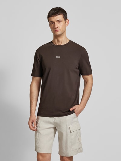 BOSS Orange T-Shirt mit Label-Print Modell 'TCHUP' Dunkelbraun 4
