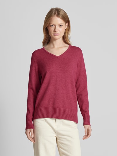 Christian Berg Woman Regular Fit Strickpullover mit V-Ausschnitt Fuchsia Melange 4