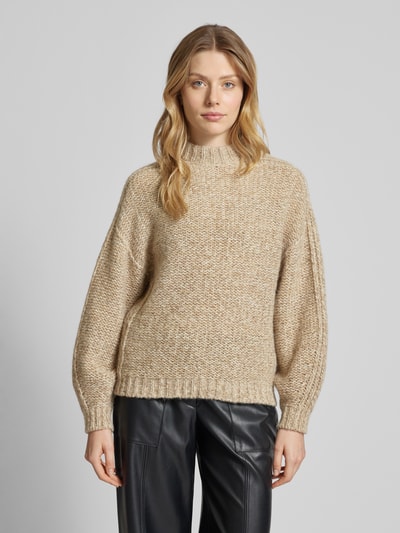 Drykorn Gebreide pullover met opstaande kraag, model 'RAMEA' Beige - 4