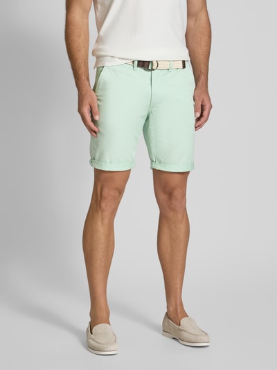 MCNEAL Slim fit bermuda met riem Grasgroen gemêleerd - 4