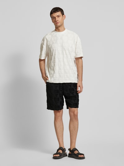 CARLO COLUCCI Regular Fit Sweatshorts mit Strukturmuster Modell 'BEACHWEAR' Black 1