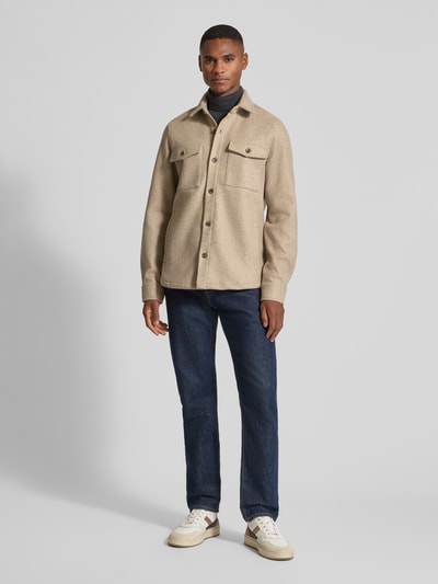 Lerros Overhemdjack met knoopsluiting Zand - 1