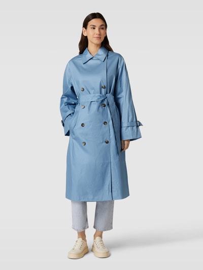 Soaked in Luxury Trenchcoat met strikceintuur, model 'Ohio' Lichtblauw - 4