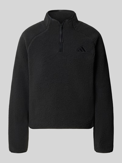 adidas Sportswear Regular Fit Fleecejacke mit Troyerkragen Black 1
