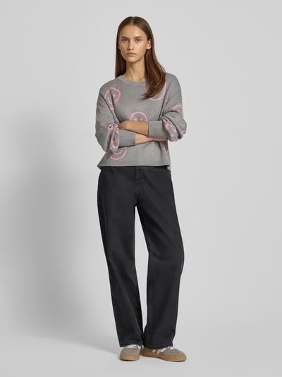 Only Regular Fit Strickpullover aus Viskose-Mix Modell 'MONTANA' Hellgrau Melange 1