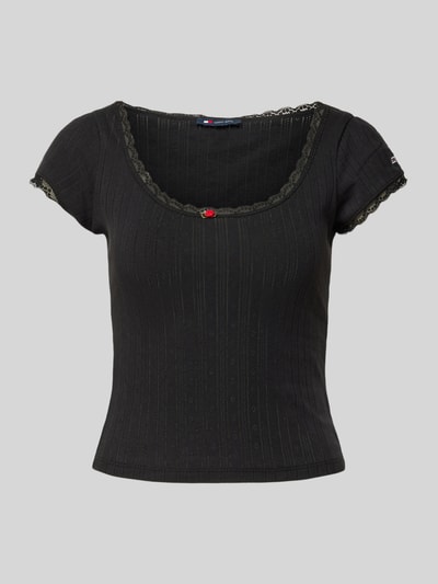 Tommy Jeans T-Shirt in Strick-Optik Modell 'POINTELLE' Black 1