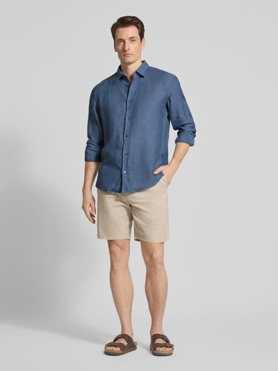 OLYMP Level 5 casual fit vrijetijdshemd van linnen Donkerblauw - 1