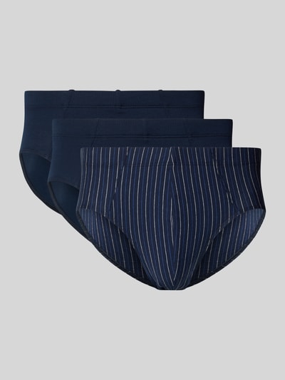 Schiesser Slim fit slip van katoenmix in een set van 3 stuks, model 'Supermini' Marineblauw - 1