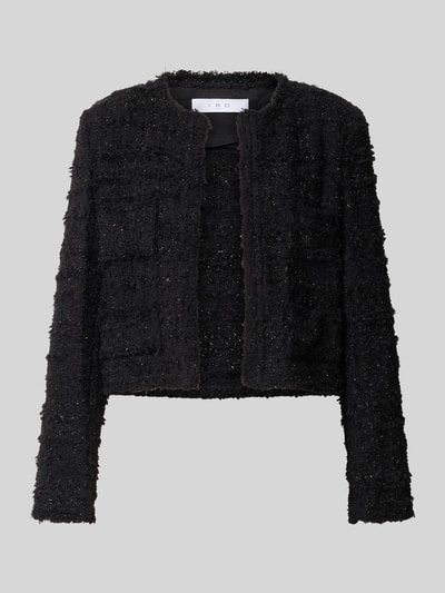 Produktfoto, Cropped Jacke aus Baumwoll-Mix van Iro in zwart met effectgaren, regular fit, open voorkant, opgestikte zakken, katoenmix ruglengte maat 38: 46 cm borstwijdte: 58 cm mouwlengte: 62 cm
