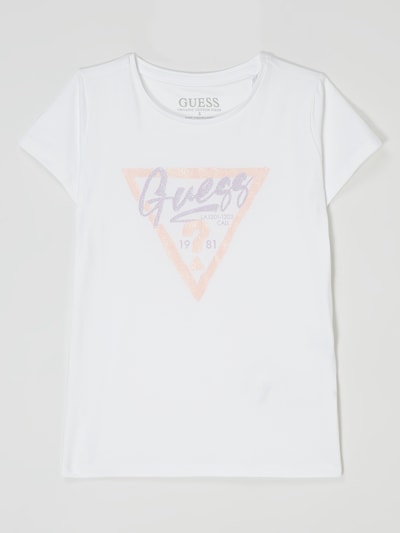 Guess T-Shirt mit Glitter-Effekt  Weiss 1