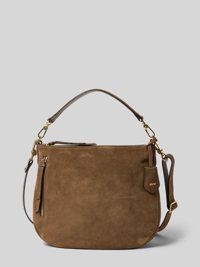 Produktfoto, Handtasche aus Leder Modell 'JUNA' von Abro in Braun mit Reißverschluss, Tragehenkel und Schulterriemen, samtige Textur