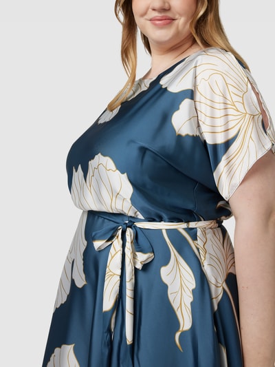 Swing Curve PLUS SIZE Midikleid mit floralem Muster Rauchblau 3