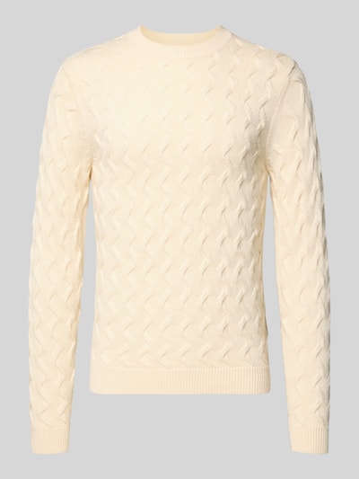 Casual Friday Strickpullover mit Zopfmuster Modell 'VINBORG' Offwhite 2