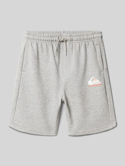 Quiksilver Szorty z dzianiny dresowej o kroju regular fit z nadrukiem z logo model ‘EASY DAY’ Średnioszary melanż 1