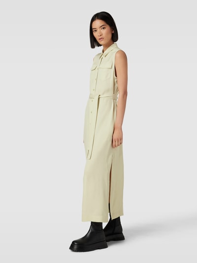 Calvin Klein Womenswear Maxikleid mit Umlegekragen und Pattentaschen Hellgruen 1