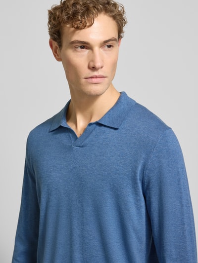 Christian Berg Men Gebreide pullover met polokraag Jeansblauw gemêleerd - 3