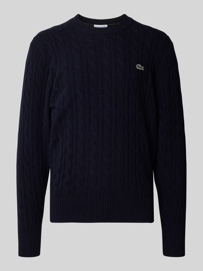 Lacoste Regular fit gebreide pullover van pure wol Donkerblauw - 2