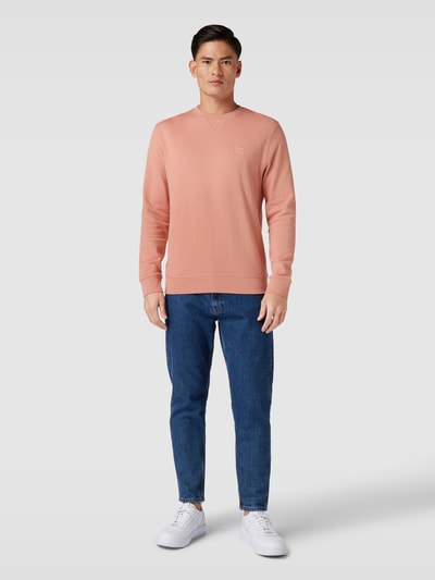 BOSS Orange Sweatshirt met labelpatch, model 'Westart' Lichtrood - 1