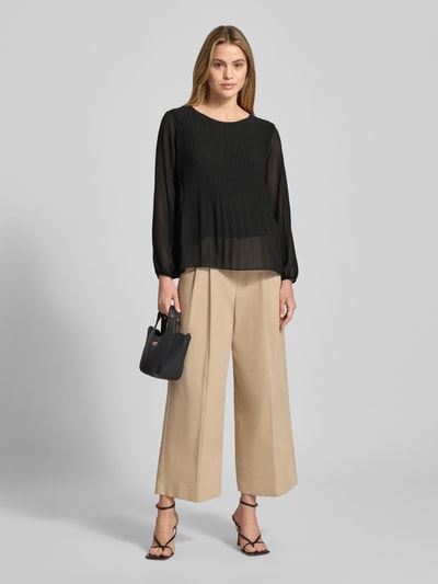 ZABAIONE Blouse met lange mouwen met plissévouwen en ronde hals Zwart - 1