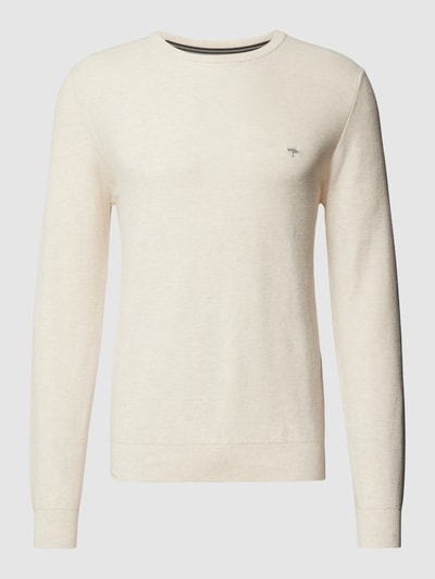 Fynch-Hatton Strickpullover mit Label-Stitching Offwhite Melange 2