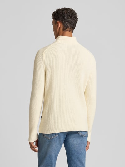MAERZ Muenchen Gebreide pullover van een mix van scheerwol en alpaca met opstaande band Offwhite - 5