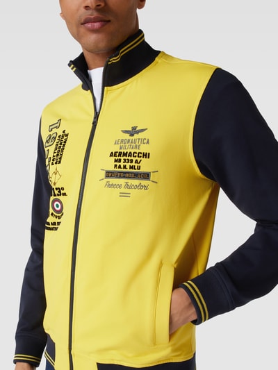 Aeronautica Militare Sweatjacke mit seitlichen Eingrifftaschen Modell 'FELPA' GELB 3