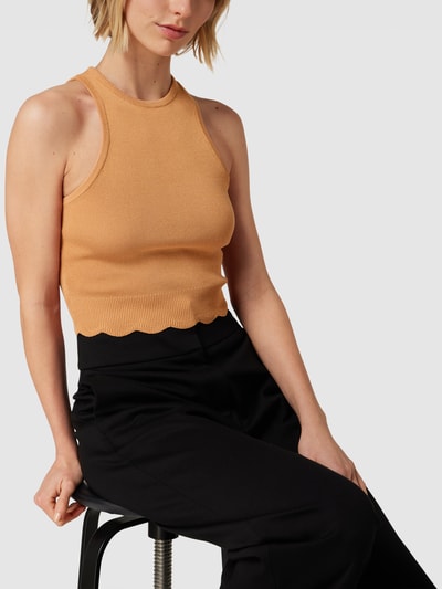 GUESS Crop Top mit geripptem Saum Modell 'ADA' Sand 3