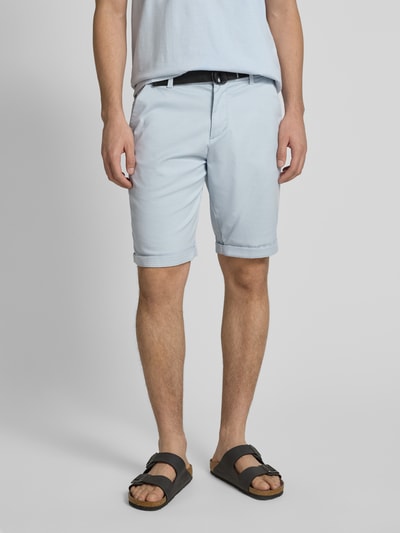 Tom Tailor Denim Regular Fit Chinoshorts mit Gürtel Hellblau Melange 4