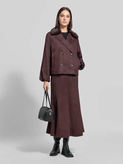 zero Regular Fit Jacke in Velours-Optik Dunkelbraun 1