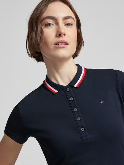 Tommy Hilfiger Slim Fit Poloshirt mit Kontraststreifen Dunkelblau 3