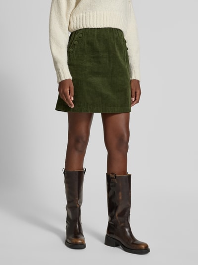 ICHI Regular fit minirok in ribcordlook, model 'Focaro' Kaki - 4