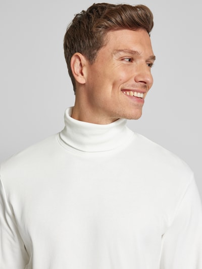 Tom Tailor Regular Fit  Langarmshirt aus Baumwoll-Mix mit Rollkragen  Offwhite 3