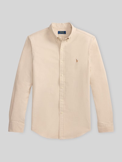 Produktfoto, Slim Fit Freizeithemd aus reiner Baumwolle von Polo Ralph Lauren in Beige, glatte Textur, klassische Knopfleiste, neutrale Farben