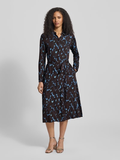 Milano Italy Hemdblusenkleid aus Viskose mit Bindegürtel Schoko 4
